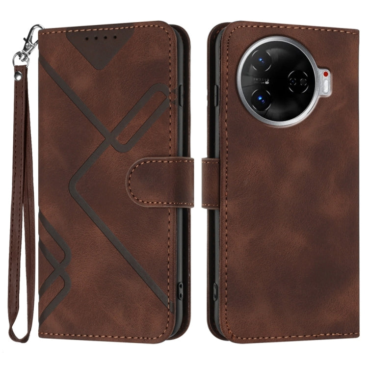 Line Pattern Skin Feel Leather Phone Case, For Tecno Spark Go 5G 2025 / Hot 60i 5G, For Tecno Camon 30 Pro, For Tecno Pova 6 Pro, For Tecno Spark 20 Pro, For Tecno Spark 20, For Tecno Spark Go 2024, For Tecno Camon 20 Premier                           ...