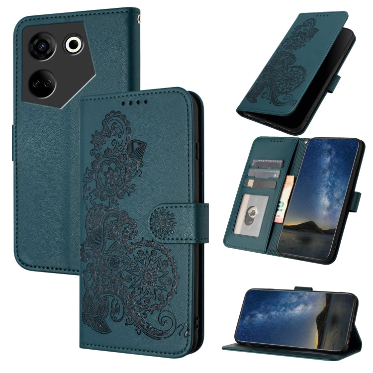 Datura Flower Embossed Flip Leather Phone Case, For Tecno Camon 20/20 Pro 4G, For Tecno Spark 10C, For Tecno Spark 10 4G, For Tecno Spark Go 2023, For Tecno Spark 10 Pro, For Tecno Pova 4