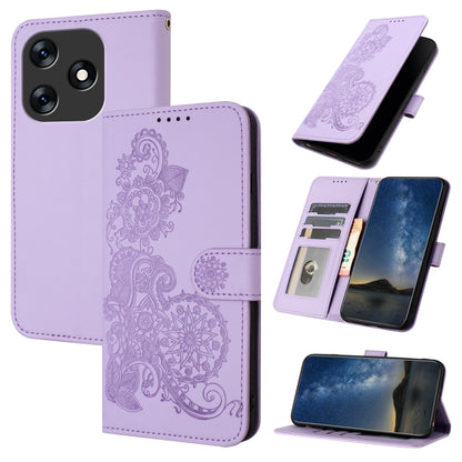 Datura Flower Embossed Flip Leather Phone Case, For Tecno Camon 20/20 Pro 4G, For Tecno Spark 10C, For Tecno Spark 10 4G, For Tecno Spark Go 2023, For Tecno Spark 10 Pro, For Tecno Pova 4