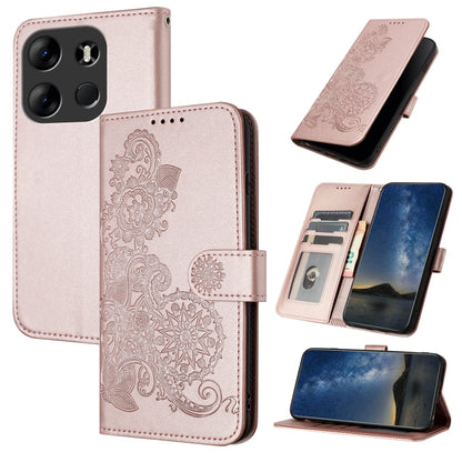Datura Flower Embossed Flip Leather Phone Case, For Tecno Camon 20/20 Pro 4G, For Tecno Spark 10C, For Tecno Spark 10 4G, For Tecno Spark Go 2023, For Tecno Spark 10 Pro, For Tecno Pova 4