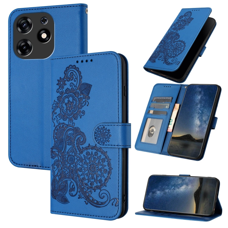 Datura Flower Embossed Flip Leather Phone Case, For Tecno Camon 20/20 Pro 4G, For Tecno Spark 10C, For Tecno Spark 10 4G, For Tecno Spark Go 2023, For Tecno Spark 10 Pro, For Tecno Pova 4