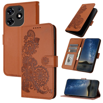 Datura Flower Embossed Flip Leather Phone Case, For Tecno Camon 20/20 Pro 4G, For Tecno Spark 10C, For Tecno Spark 10 4G, For Tecno Spark Go 2023, For Tecno Spark 10 Pro, For Tecno Pova 4
