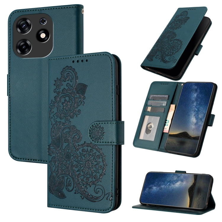 Datura Flower Embossed Flip Leather Phone Case, For Tecno Camon 20/20 Pro 4G, For Tecno Spark 10C, For Tecno Spark 10 4G, For Tecno Spark Go 2023, For Tecno Spark 10 Pro, For Tecno Pova 4