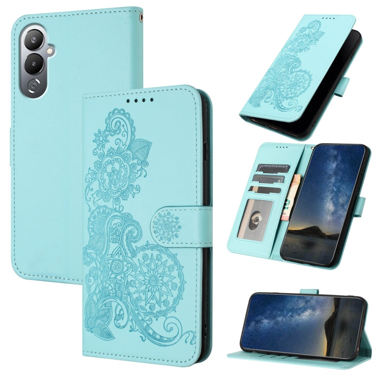 Datura Flower Embossed Flip Leather Phone Case, For Tecno Camon 20/20 Pro 4G, For Tecno Spark 10C, For Tecno Spark 10 4G, For Tecno Spark Go 2023, For Tecno Spark 10 Pro, For Tecno Pova 4