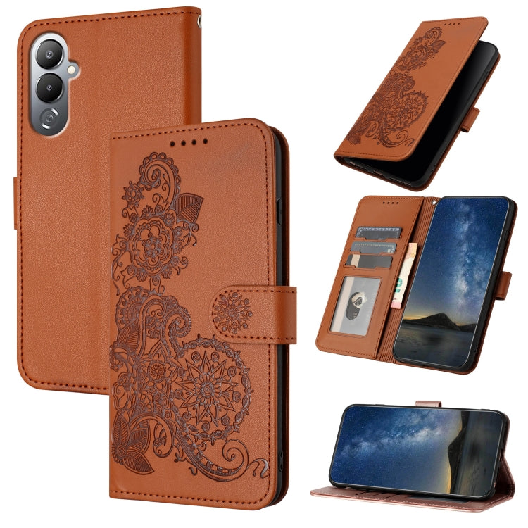 Datura Flower Embossed Flip Leather Phone Case, For Tecno Camon 20/20 Pro 4G, For Tecno Spark 10C, For Tecno Spark 10 4G, For Tecno Spark Go 2023, For Tecno Spark 10 Pro, For Tecno Pova 4