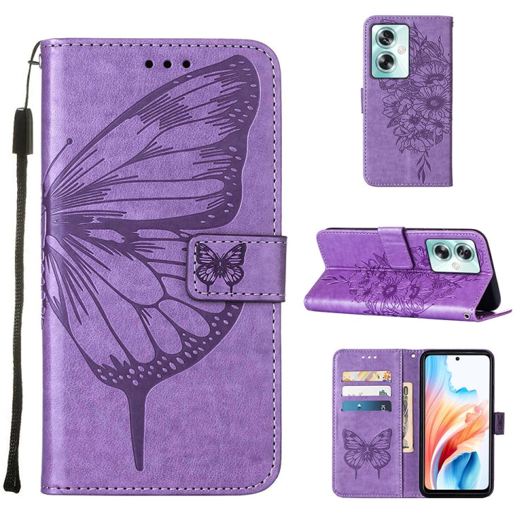Embossed Butterfly Leather Phone Case, For OPPO A15 / A15s / A35 2021, For OPPO A92s, For OPPO A79 5G, For OPPO A79 5G Global