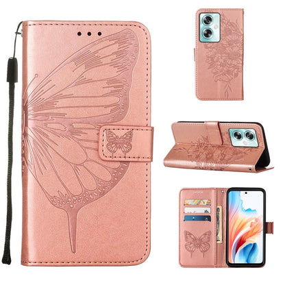Embossed Butterfly Leather Phone Case, For OPPO A15 / A15s / A35 2021, For OPPO A92s, For OPPO A79 5G, For OPPO A79 5G Global