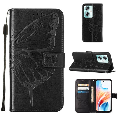 Embossed Butterfly Leather Phone Case, For OPPO A15 / A15s / A35 2021, For OPPO A92s, For OPPO A79 5G, For OPPO A79 5G Global