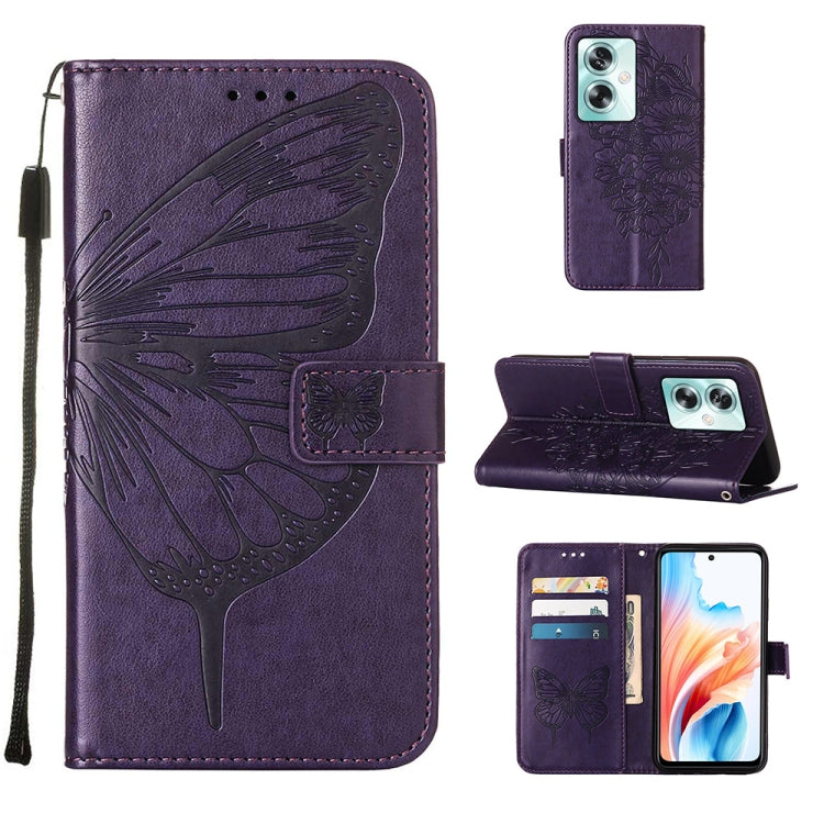 Embossed Butterfly Leather Phone Case, For OPPO A15 / A15s / A35 2021, For OPPO A92s, For OPPO A79 5G, For OPPO A79 5G Global