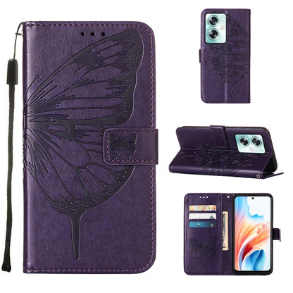 Embossed Butterfly Leather Phone Case, For OPPO A15 / A15s / A35 2021, For OPPO A92s, For OPPO A79 5G, For OPPO A79 5G Global