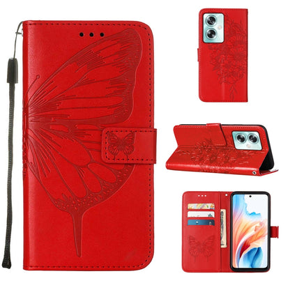 Embossed Butterfly Leather Phone Case, For OPPO A15 / A15s / A35 2021, For OPPO A92s, For OPPO A79 5G, For OPPO A79 5G Global