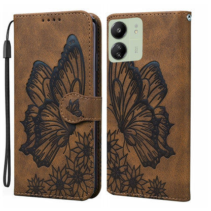 Retro Skin Feel Butterflies Embossing Horizontal Flip Leather Phone Case, For Xiaomi Redmi Note 13 Pro 4G, For Xiaomi Redmi Note 13 4G, For Xiaomi Redmi 13C / POCO C65, For Xiaomi Redmi Note 13 Pro+ 5G