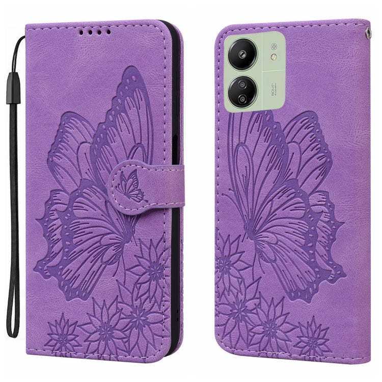 Retro Skin Feel Butterflies Embossing Horizontal Flip Leather Phone Case, For Xiaomi Redmi Note 13 Pro 4G, For Xiaomi Redmi Note 13 4G, For Xiaomi Redmi 13C / POCO C65, For Xiaomi Redmi Note 13 Pro+ 5G