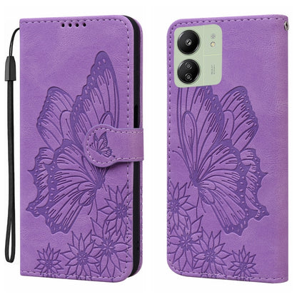 Retro Skin Feel Butterflies Embossing Horizontal Flip Leather Phone Case, For Xiaomi Redmi Note 13 Pro 4G, For Xiaomi Redmi Note 13 4G, For Xiaomi Redmi 13C / POCO C65, For Xiaomi Redmi Note 13 Pro+ 5G
