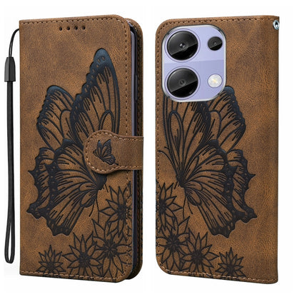Retro Skin Feel Butterflies Embossing Horizontal Flip Leather Phone Case, For Xiaomi Redmi Note 13 Pro 4G, For Xiaomi Redmi Note 13 4G, For Xiaomi Redmi 13C / POCO C65, For Xiaomi Redmi Note 13 Pro+ 5G