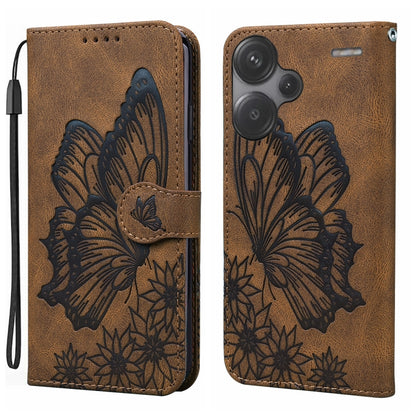 Retro Skin Feel Butterflies Embossing Horizontal Flip Leather Phone Case, For Xiaomi Redmi Note 13 Pro 4G, For Xiaomi Redmi Note 13 4G, For Xiaomi Redmi 13C / POCO C65, For Xiaomi Redmi Note 13 Pro+ 5G