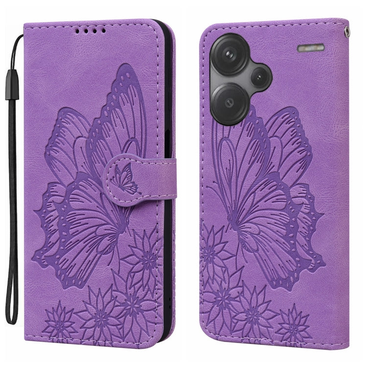 Retro Skin Feel Butterflies Embossing Horizontal Flip Leather Phone Case, For Xiaomi Redmi Note 13 Pro 4G, For Xiaomi Redmi Note 13 4G, For Xiaomi Redmi 13C / POCO C65, For Xiaomi Redmi Note 13 Pro+ 5G