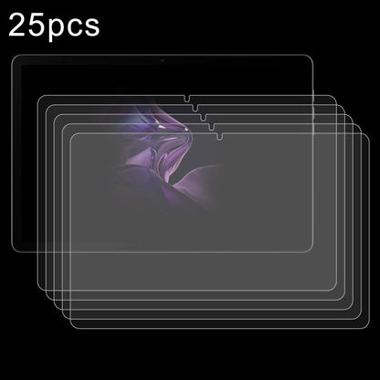 25-pack clear tempered glass screen protector films stacked, bubble-free style