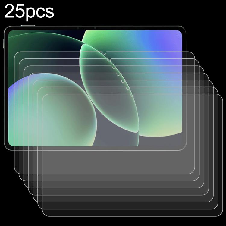 25-pack clear tempered glass screen protector films with smooth, curved edges