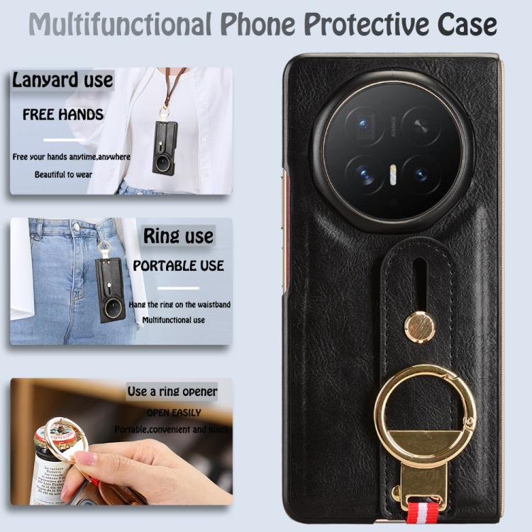 Wristband Leather Back Phone Case, For Honor Magic V6, For Honor Magic V5, For Honor Magic V2 RSR Porsche Design