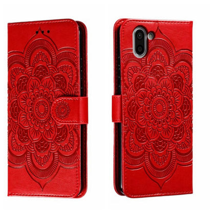Sun Mandala Embossing Pattern Phone Leather Case, For Sharp Aquos R8 Pro, For Sharp Aquos Wish, For Sharp Aquos Sense3, For Sharp Aquos R5G, For Sharp Aquos R3, For Sharp Aquos R2, For Sharp Aquos Sense2