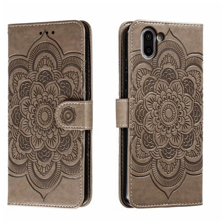 Sun Mandala Embossing Pattern Phone Leather Case, For Sharp Aquos R8 Pro, For Sharp Aquos Wish, For Sharp Aquos Sense3, For Sharp Aquos R5G, For Sharp Aquos R3, For Sharp Aquos R2, For Sharp Aquos Sense2
