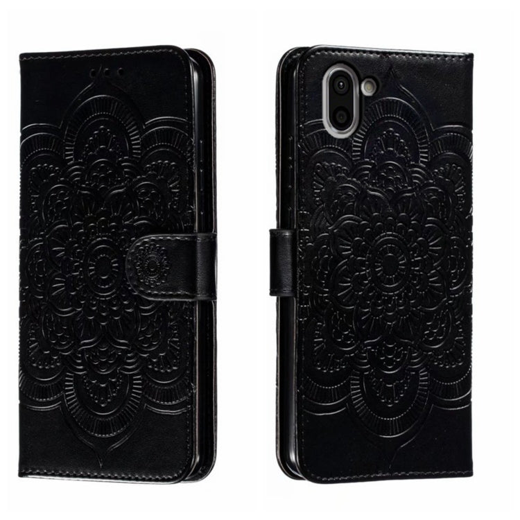 Sun Mandala Embossing Pattern Phone Leather Case, For Sharp Aquos R8 Pro, For Sharp Aquos Wish, For Sharp Aquos Sense3, For Sharp Aquos R5G, For Sharp Aquos R3, For Sharp Aquos R2, For Sharp Aquos Sense2