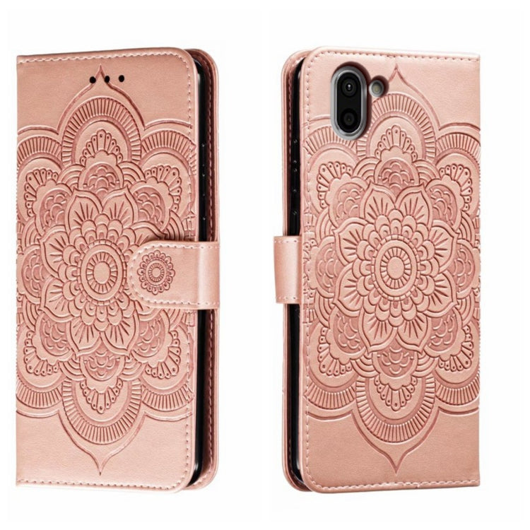 Sun Mandala Embossing Pattern Phone Leather Case, For Sharp Aquos R8 Pro, For Sharp Aquos Wish, For Sharp Aquos Sense3, For Sharp Aquos R5G, For Sharp Aquos R3, For Sharp Aquos R2, For Sharp Aquos Sense2