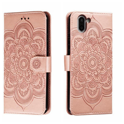 Sun Mandala Embossing Pattern Phone Leather Case, For Sharp Aquos R8 Pro, For Sharp Aquos Wish, For Sharp Aquos Sense3, For Sharp Aquos R5G, For Sharp Aquos R3, For Sharp Aquos R2, For Sharp Aquos Sense2