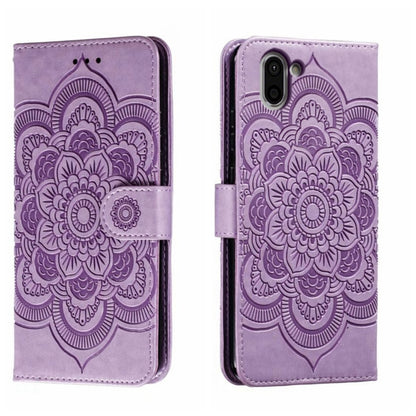 Sun Mandala Embossing Pattern Phone Leather Case, For Sharp Aquos R8 Pro, For Sharp Aquos Wish, For Sharp Aquos Sense3, For Sharp Aquos R5G, For Sharp Aquos R3, For Sharp Aquos R2, For Sharp Aquos Sense2
