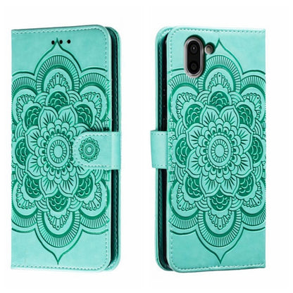 Sun Mandala Embossing Pattern Phone Leather Case, For Sharp Aquos R8 Pro, For Sharp Aquos Wish, For Sharp Aquos Sense3, For Sharp Aquos R5G, For Sharp Aquos R3, For Sharp Aquos R2, For Sharp Aquos Sense2