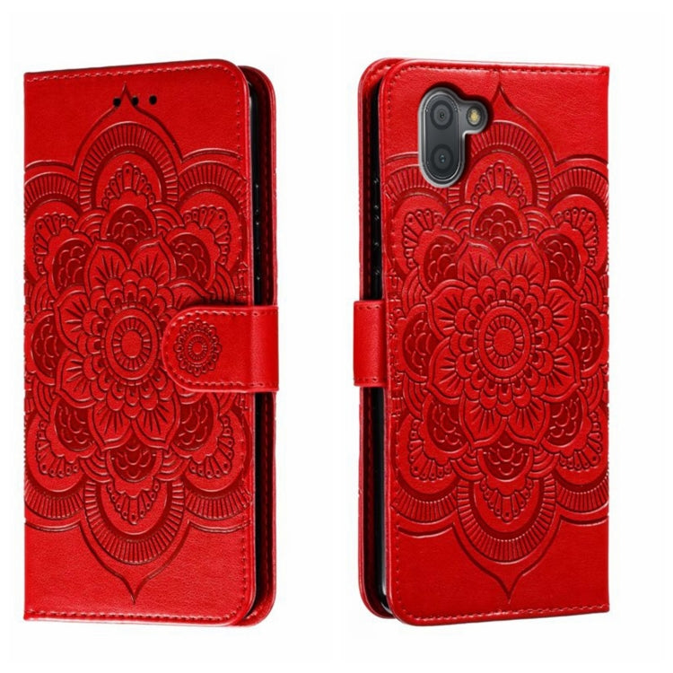 Sun Mandala Embossing Pattern Phone Leather Case, For Sharp Aquos R8 Pro, For Sharp Aquos Wish, For Sharp Aquos Sense3, For Sharp Aquos R5G, For Sharp Aquos R3, For Sharp Aquos R2, For Sharp Aquos Sense2