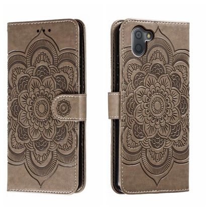 Sun Mandala Embossing Pattern Phone Leather Case, For Sharp Aquos R8 Pro, For Sharp Aquos Wish, For Sharp Aquos Sense3, For Sharp Aquos R5G, For Sharp Aquos R3, For Sharp Aquos R2, For Sharp Aquos Sense2
