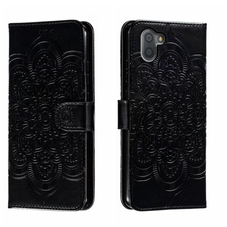 Sun Mandala Embossing Pattern Phone Leather Case, For Sharp Aquos R8 Pro, For Sharp Aquos Wish, For Sharp Aquos Sense3, For Sharp Aquos R5G, For Sharp Aquos R3, For Sharp Aquos R2, For Sharp Aquos Sense2