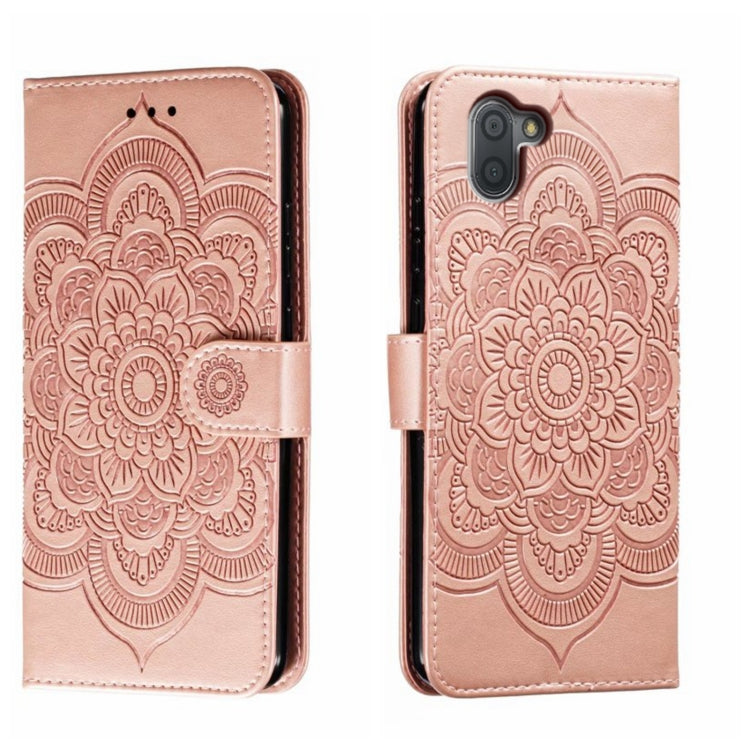 Sun Mandala Embossing Pattern Phone Leather Case, For Sharp Aquos R8 Pro, For Sharp Aquos Wish, For Sharp Aquos Sense3, For Sharp Aquos R5G, For Sharp Aquos R3, For Sharp Aquos R2, For Sharp Aquos Sense2