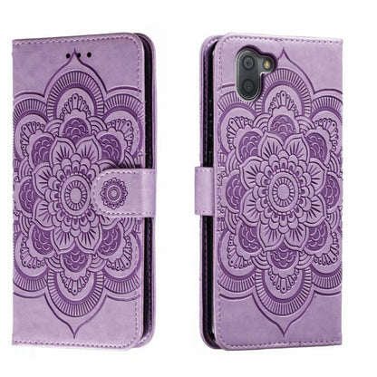 Sun Mandala Embossing Pattern Phone Leather Case, For Sharp Aquos R8 Pro, For Sharp Aquos Wish, For Sharp Aquos Sense3, For Sharp Aquos R5G, For Sharp Aquos R3, For Sharp Aquos R2, For Sharp Aquos Sense2