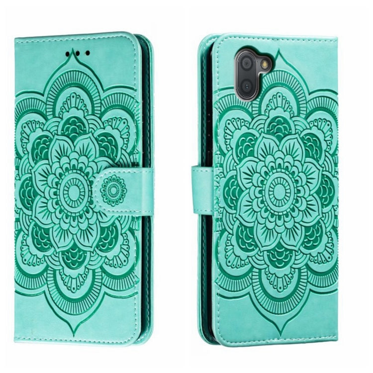Sun Mandala Embossing Pattern Phone Leather Case, For Sharp Aquos R8 Pro, For Sharp Aquos Wish, For Sharp Aquos Sense3, For Sharp Aquos R5G, For Sharp Aquos R3, For Sharp Aquos R2, For Sharp Aquos Sense2