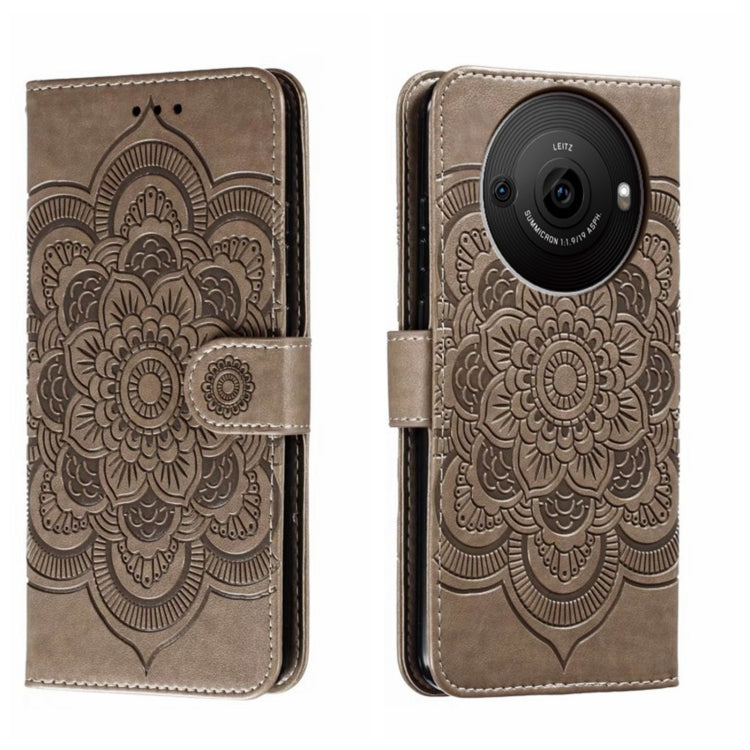 Sun Mandala Embossing Pattern Phone Leather Case, For Sharp Aquos R8 Pro, For Sharp Aquos Wish, For Sharp Aquos Sense3, For Sharp Aquos R5G, For Sharp Aquos R3, For Sharp Aquos R2, For Sharp Aquos Sense2