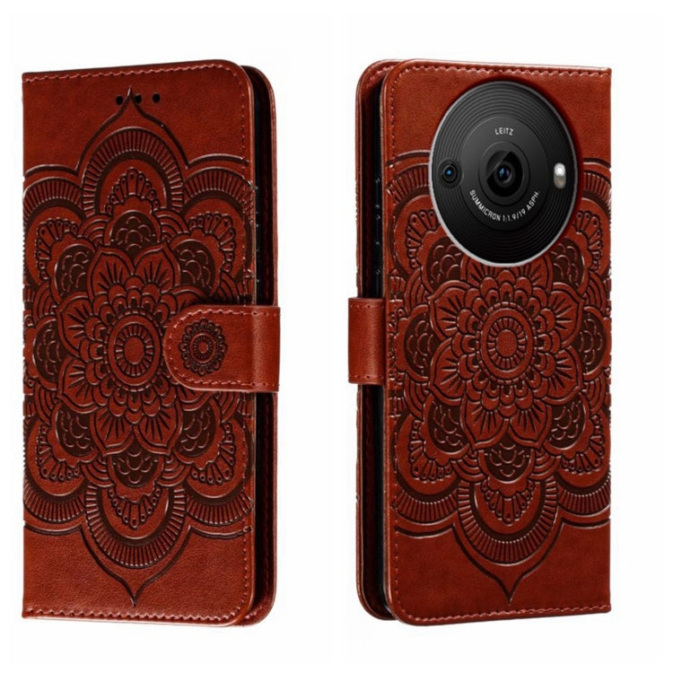 Sun Mandala Embossing Pattern Phone Leather Case, For Sharp Aquos R8 Pro, For Sharp Aquos Wish, For Sharp Aquos Sense3, For Sharp Aquos R5G, For Sharp Aquos R3, For Sharp Aquos R2, For Sharp Aquos Sense2