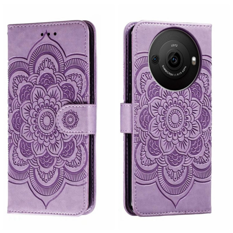 Sun Mandala Embossing Pattern Phone Leather Case, For Sharp Aquos R8 Pro, For Sharp Aquos Wish, For Sharp Aquos Sense3, For Sharp Aquos R5G, For Sharp Aquos R3, For Sharp Aquos R2, For Sharp Aquos Sense2
