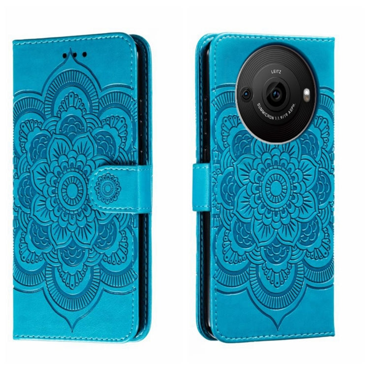 Sun Mandala Embossing Pattern Phone Leather Case, For Sharp Aquos R8 Pro, For Sharp Aquos Wish, For Sharp Aquos Sense3, For Sharp Aquos R5G, For Sharp Aquos R3, For Sharp Aquos R2, For Sharp Aquos Sense2