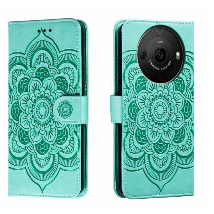 Sun Mandala Embossing Pattern Phone Leather Case, For Sharp Aquos R8 Pro, For Sharp Aquos Wish, For Sharp Aquos Sense3, For Sharp Aquos R5G, For Sharp Aquos R3, For Sharp Aquos R2, For Sharp Aquos Sense2