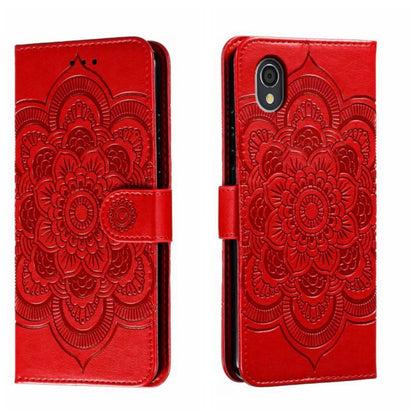 Sun Mandala Embossing Pattern Phone Leather Case, For Sharp Aquos R8 Pro, For Sharp Aquos Wish, For Sharp Aquos Sense3, For Sharp Aquos R5G, For Sharp Aquos R3, For Sharp Aquos R2, For Sharp Aquos Sense2