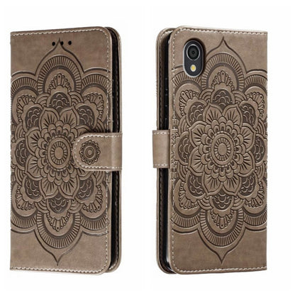 Sun Mandala Embossing Pattern Phone Leather Case, For Sharp Aquos R8 Pro, For Sharp Aquos Wish, For Sharp Aquos Sense3, For Sharp Aquos R5G, For Sharp Aquos R3, For Sharp Aquos R2, For Sharp Aquos Sense2