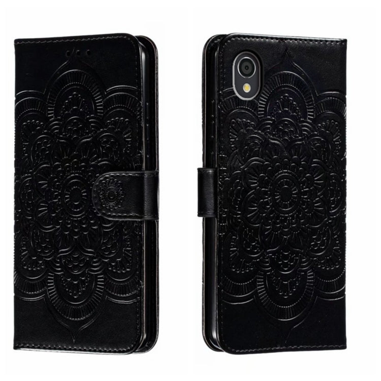 Sun Mandala Embossing Pattern Phone Leather Case, For Sharp Aquos R8 Pro, For Sharp Aquos Wish, For Sharp Aquos Sense3, For Sharp Aquos R5G, For Sharp Aquos R3, For Sharp Aquos R2, For Sharp Aquos Sense2