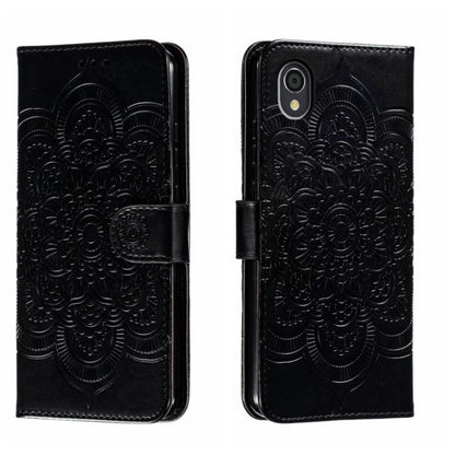 Sun Mandala Embossing Pattern Phone Leather Case, For Sharp Aquos R8 Pro, For Sharp Aquos Wish, For Sharp Aquos Sense3, For Sharp Aquos R5G, For Sharp Aquos R3, For Sharp Aquos R2, For Sharp Aquos Sense2