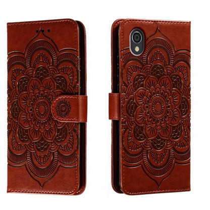 Sun Mandala Embossing Pattern Phone Leather Case, For Sharp Aquos R8 Pro, For Sharp Aquos Wish, For Sharp Aquos Sense3, For Sharp Aquos R5G, For Sharp Aquos R3, For Sharp Aquos R2, For Sharp Aquos Sense2