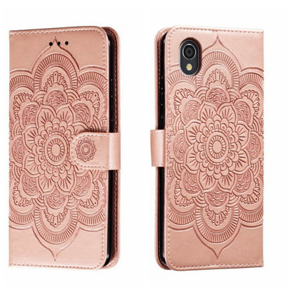 Sun Mandala Embossing Pattern Phone Leather Case, For Sharp Aquos R8 Pro, For Sharp Aquos Wish, For Sharp Aquos Sense3, For Sharp Aquos R5G, For Sharp Aquos R3, For Sharp Aquos R2, For Sharp Aquos Sense2