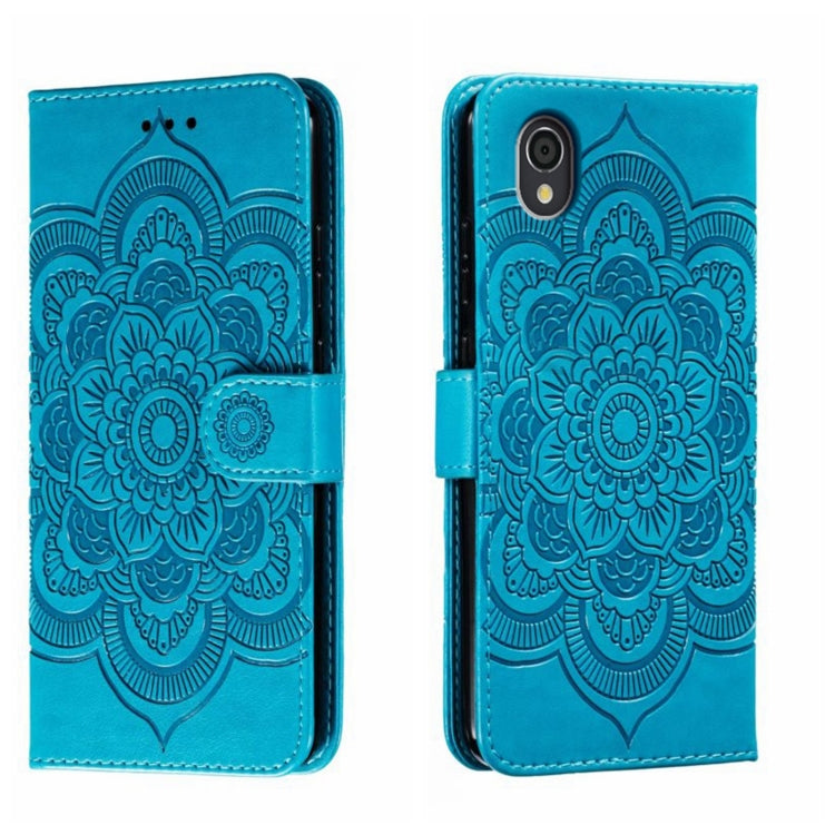 Sun Mandala Embossing Pattern Phone Leather Case, For Sharp Aquos R8 Pro, For Sharp Aquos Wish, For Sharp Aquos Sense3, For Sharp Aquos R5G, For Sharp Aquos R3, For Sharp Aquos R2, For Sharp Aquos Sense2