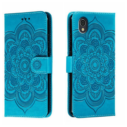Sun Mandala Embossing Pattern Phone Leather Case, For Sharp Aquos R8 Pro, For Sharp Aquos Wish, For Sharp Aquos Sense3, For Sharp Aquos R5G, For Sharp Aquos R3, For Sharp Aquos R2, For Sharp Aquos Sense2